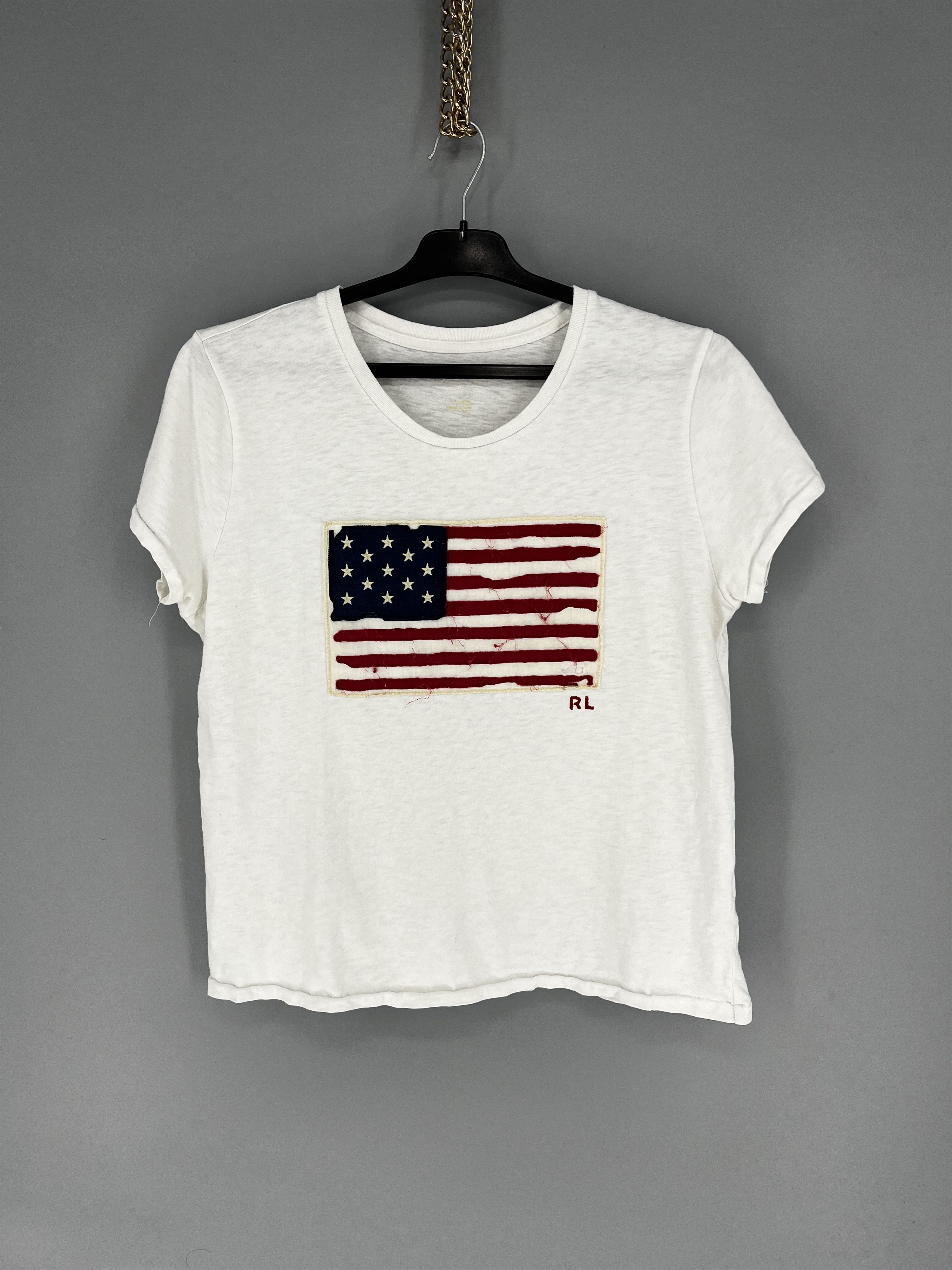 Polo Ralph Lauren Ralph Lauren White cotton crew-neck T-shirt with flag patch Size L / US 10 / IT 46 - 1 Thumbnail