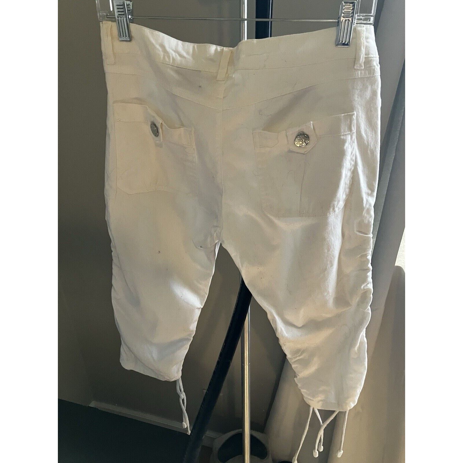 Other Crest white cropped cargo capris size 7/8 with ties at knees Size 23" - 2 Thumbnail