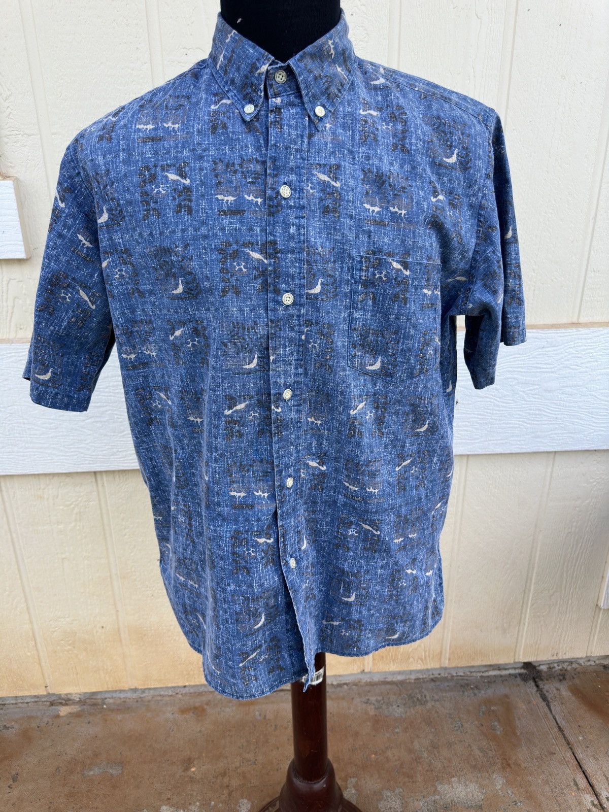 Reyn Spooner Reyn Spooner Hawaiian Print Blue Full Button Men's Medium