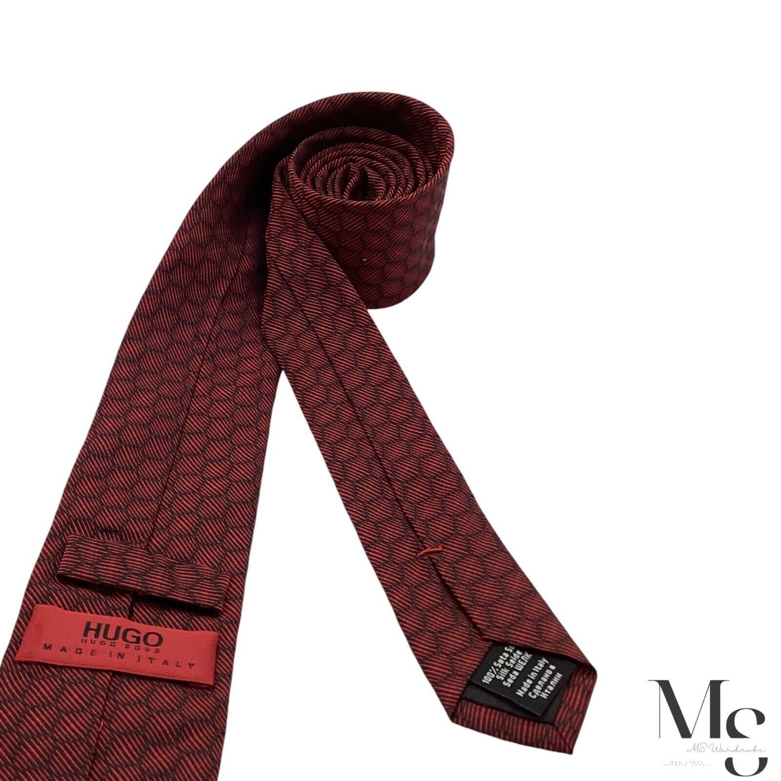 Hugo Boss BOSS HUGO BOSS RED TAG Red Geometric Silk Tie Made In Italy Size ONE SIZE - 4 Thumbnail