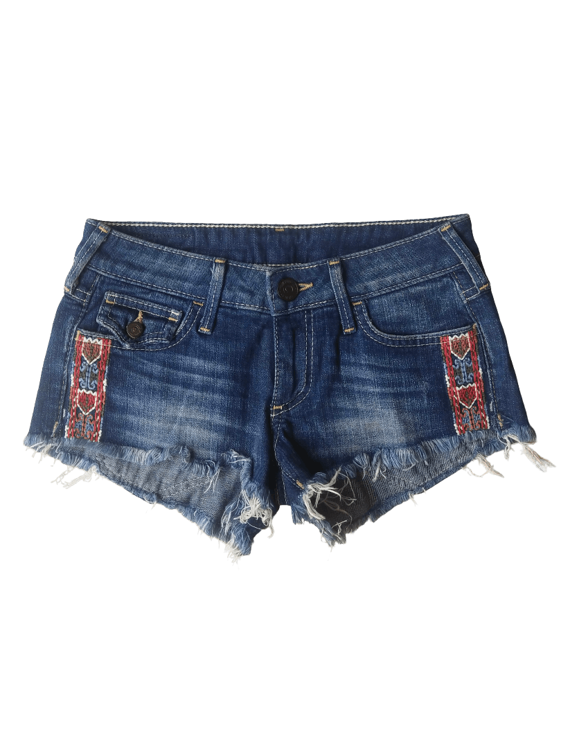 True Religion True Religion USA Made Cutoff Denim Shorts Embroidered Side Size 28" / US 6 / IT 42 - 1 Thumbnail