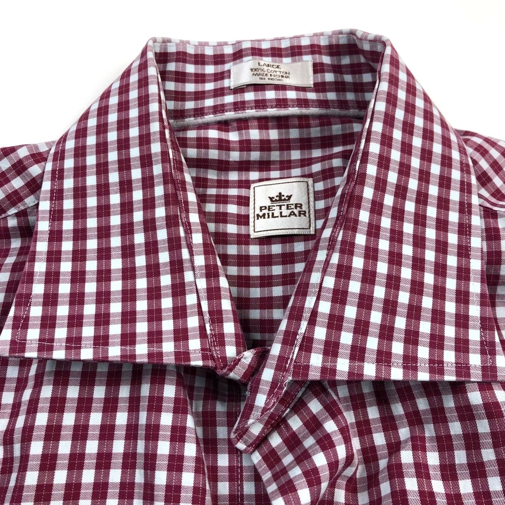 Peter Millar Peter Millar Mens Large Cotton Button Front Long Sleeve Plaid Casual Shirt Red Size US L / EU 52-54 / 3 - 2 Thumbnail