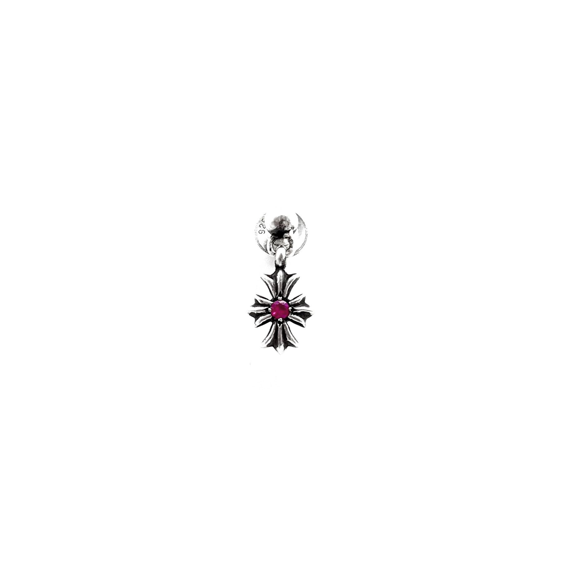 Chrome Hearts Chrome Hearts Silver Pink Saph Tiny E Plus Earring Drop Size ONE SIZE - 1 Thumbnail