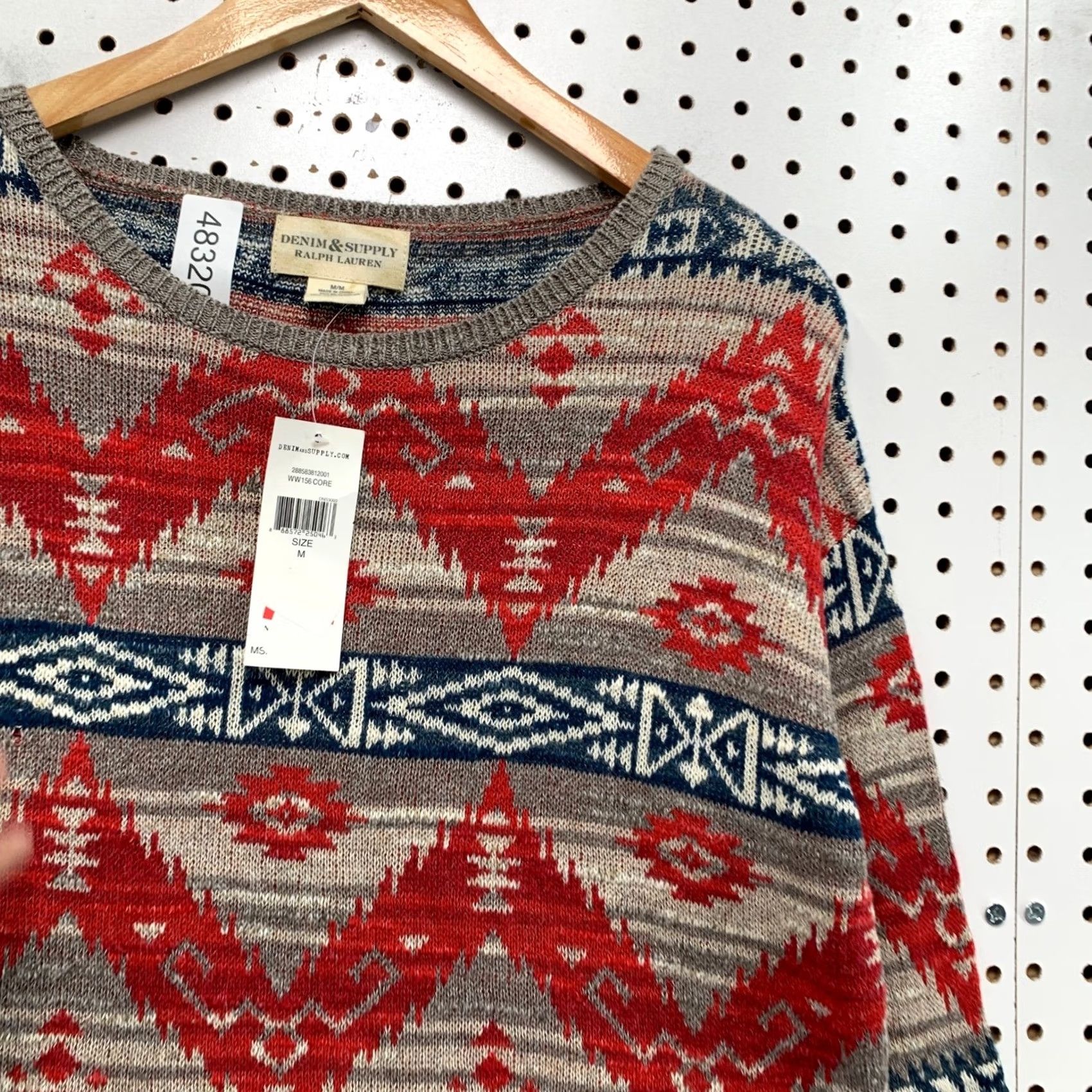 Vintage Denim & Supply Ralph Lauren Womens Southwestern Intarsia Cotton Sweater Red M Size M / US 6-8 / IT 42-44 - 7 Thumbnail