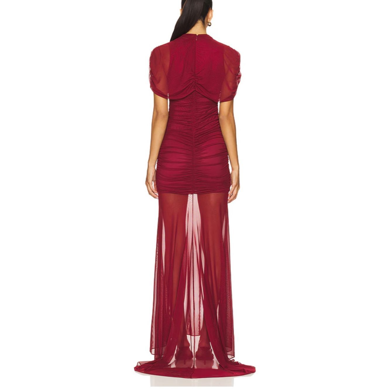 Amanda Uprichard Amanda Uprichard REVOLVE Evianna Mesh Gown in Burgundy XS D Size XS / US 0-2 / IT 36-38 - 2 Thumbnail