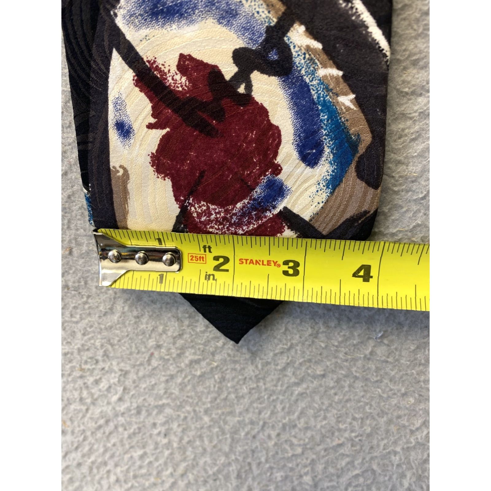 Vintage VINTAGE Roffe New York Men's 57" Tie Silk Geometric Abstract Woven Navy Blue Brown Made in USA Size ONE SIZE - 5 Thumbnail