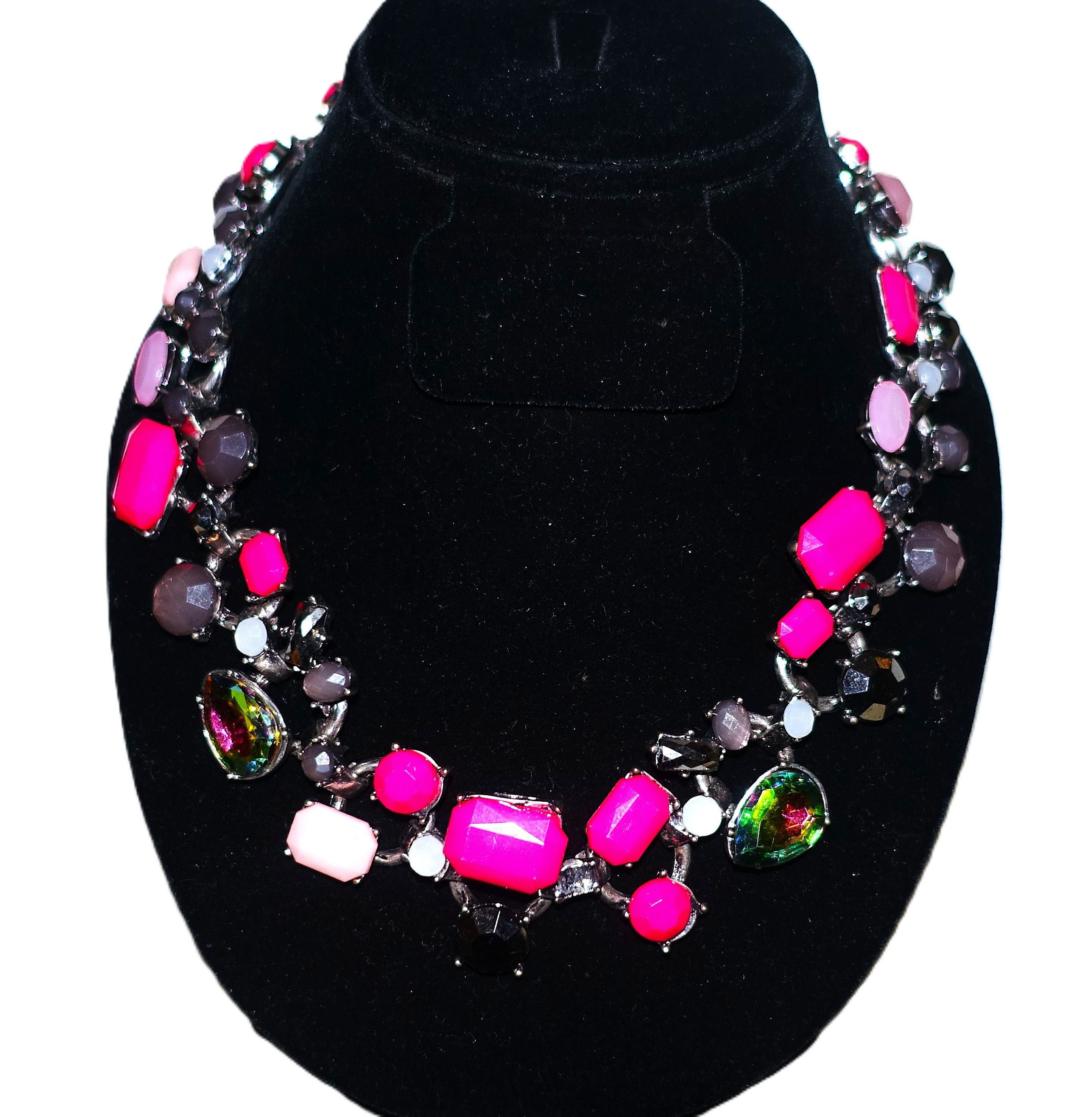 Vintage Silver Tone Rhinestones Beaded Chain Choker Necklace Size ONE SIZE - 1 Thumbnail