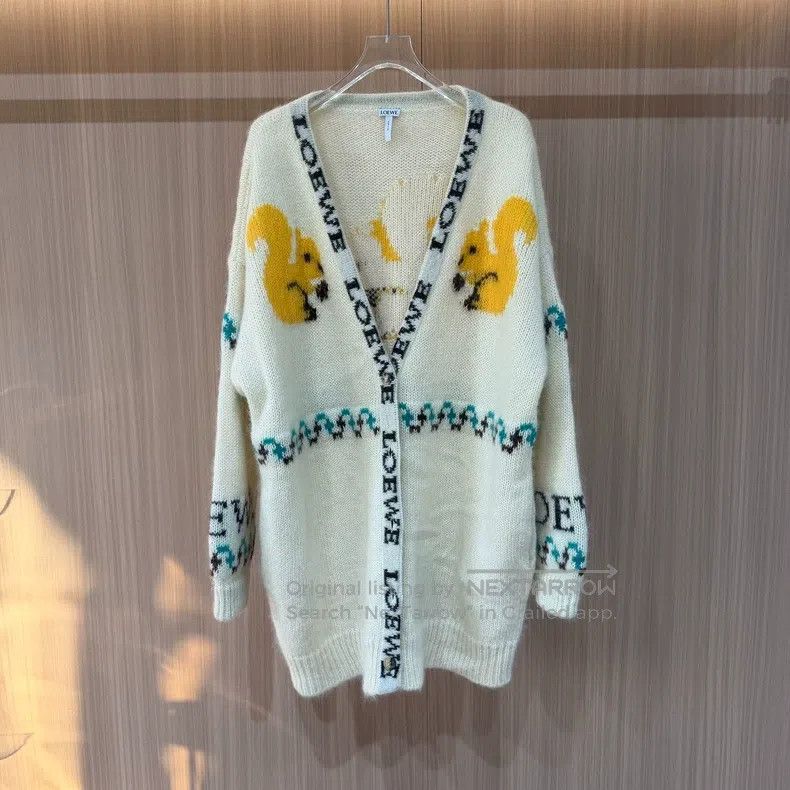 Loewe Loewe Mohair jacquard squirrel back letter logo knitted ca Size S / US 4 / IT 40 - 1 Thumbnail