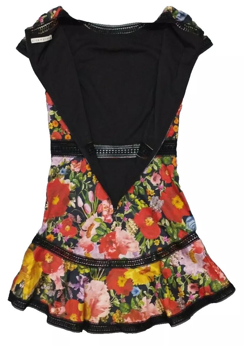 Alice + Olivia × Designer ALICE + OLIVIA Rapunzel Mini Dress In Blooming Garden Size XS / US 0-2 / IT 36-38 - 5 Thumbnail
