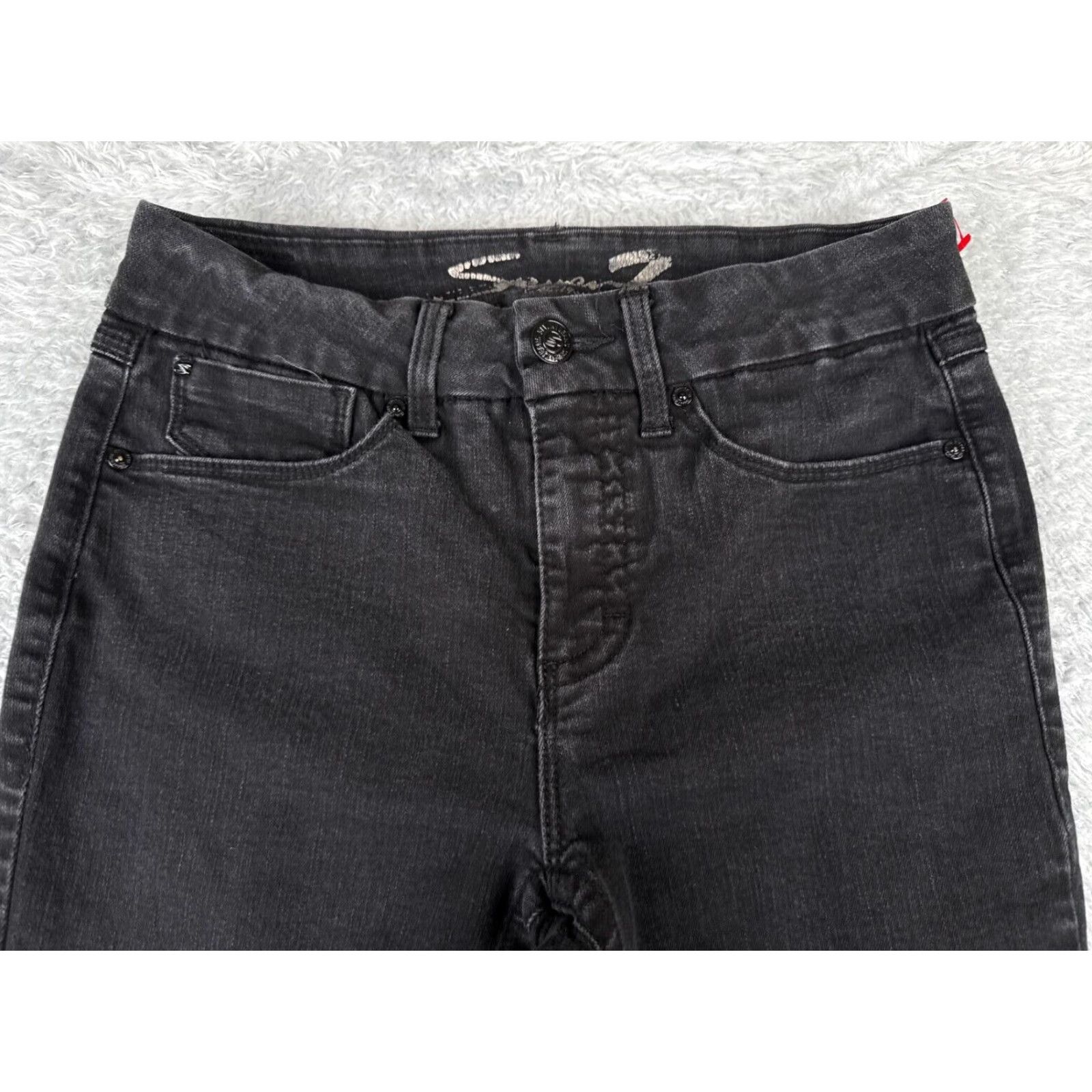 Vintage Seven7 Jeans Women 6 Black Denim High Rise Skinny Tapered Cotton 28x27 Tummyless Womens Size 28" / US 6 / IT 42 - 4 Thumbnail