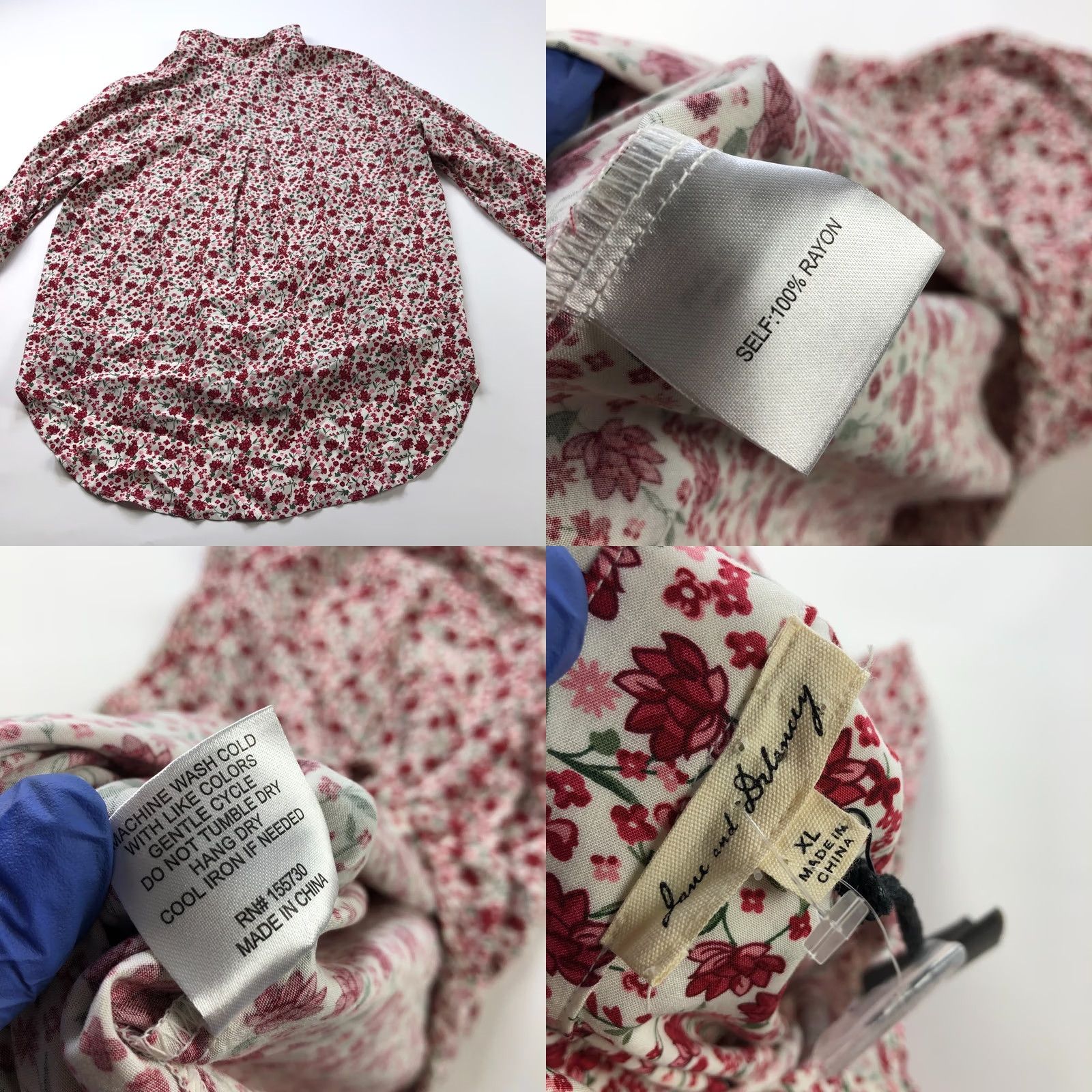 Vintage Jane And Delancey Button-Up Shirt Floral Red XL Rayon Long Sleeve High Low Size XL / US 12-14 / IT 48-50 - 8 Thumbnail