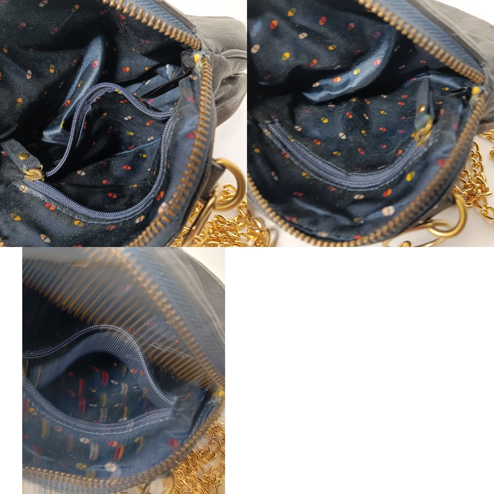 Fossil Fossil Purse Small Black Leather Gold Tone Chain Keyhole Zip 7.5" Satin Lining Brass Gold Hardware Women Bag Shoulder Strap Evening Size ONE SIZE - 8 Thumbnail