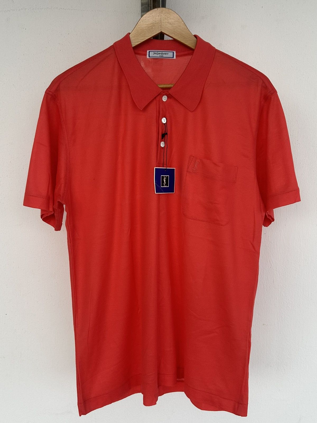 Yves Saint Laurent NOS Ysl Japan Vintage Polo Vermillion Collar Tee Size US L / EU 52-54 / 3 - 1 Thumbnail