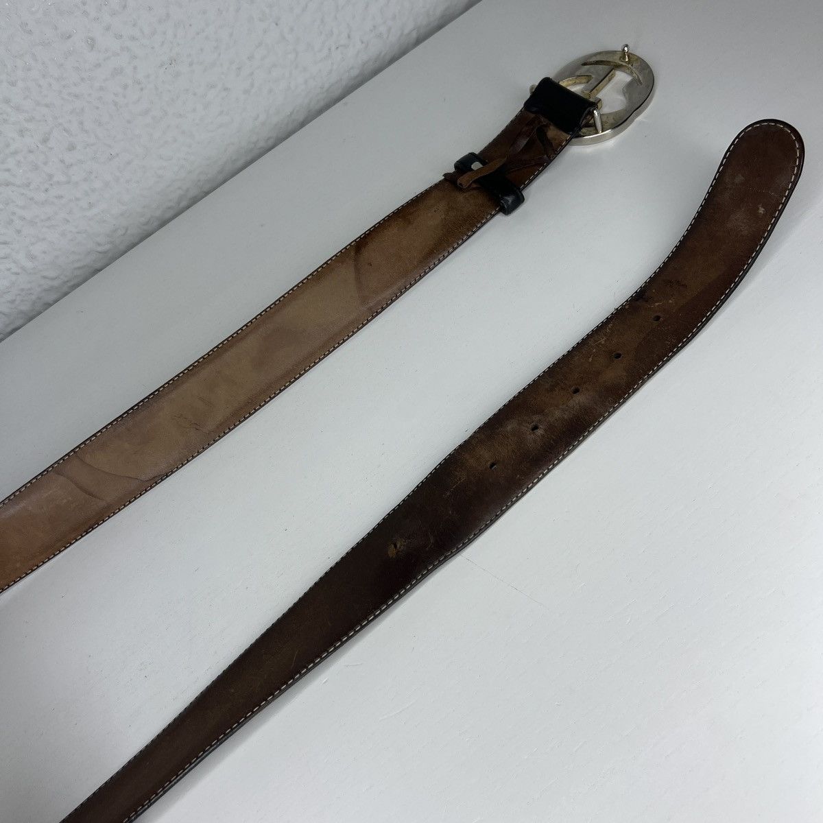 Designer × Gucci Gucci GG Belt Black Leather Monogram Silver Retro Y2K Drill Size ONE SIZE - 5 Thumbnail