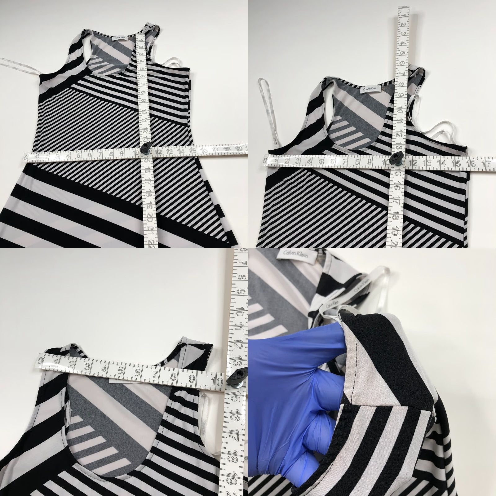 Calvin Klein Calvin Klein Maxi Dress Black Sleeveless Tank Top Polyester 8 Dress, Striped Pattern, Long Casual Party/Cocktail Womens - Regular XS? Size M / US 6-8 / IT 42-44 - 8 Thumbnail