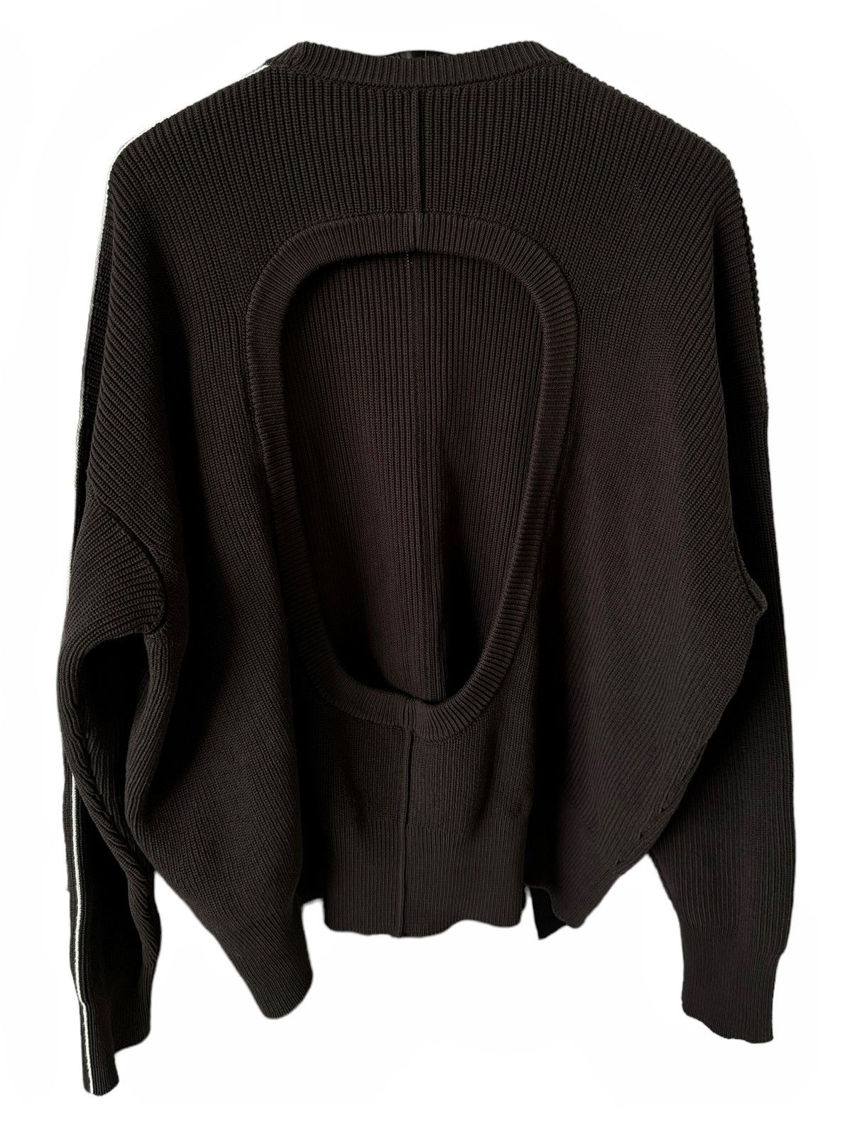 image of Peter Do $1475 2022 Open Back Brown Knit Pima Crewneck Sweater, Men's (Size Medium)