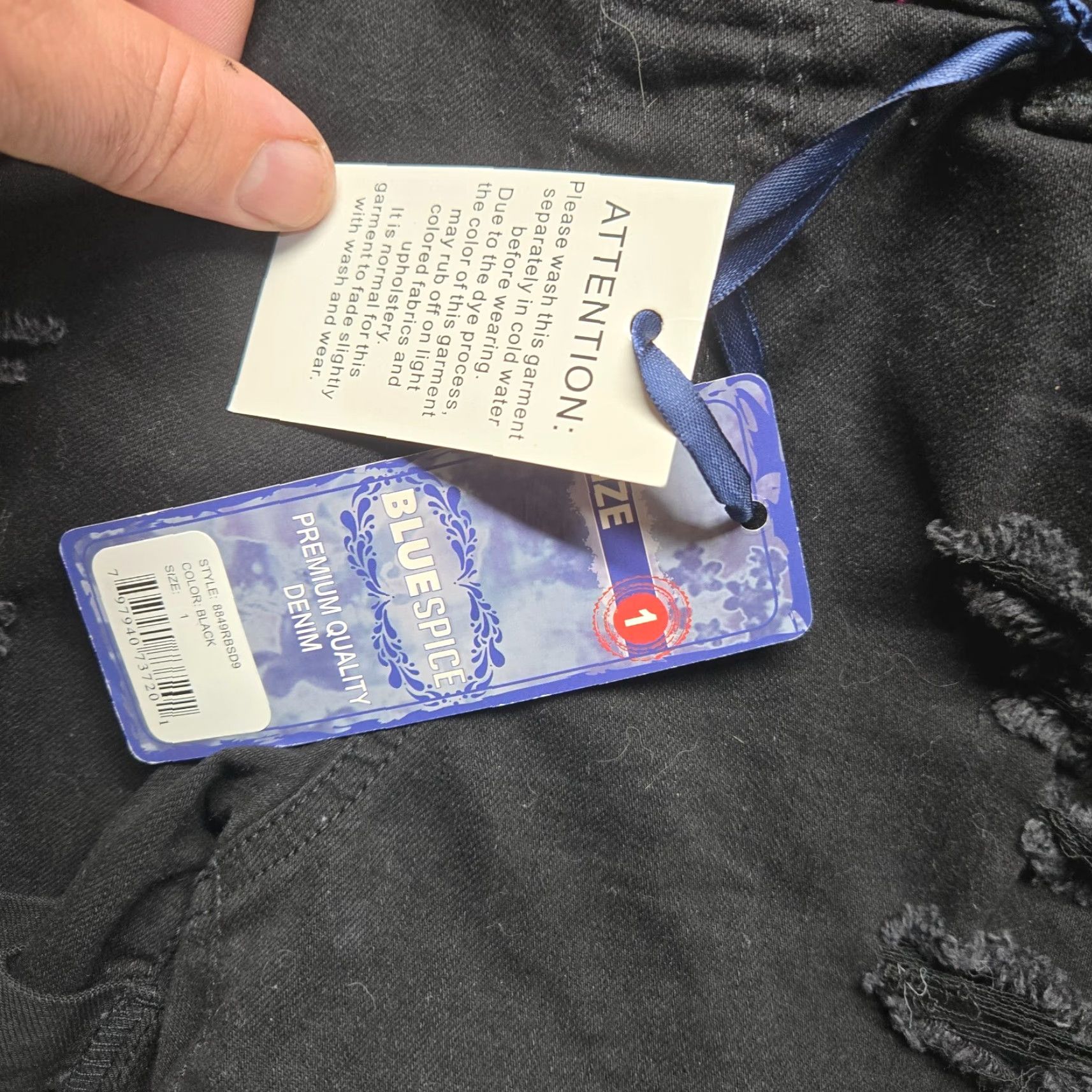 Denime Blue Spice Juniors Black Denim Overalls Size 1 Distressed Pockets Suspenders Womens Size 25" / US 0 / IT 36 - 3 Thumbnail