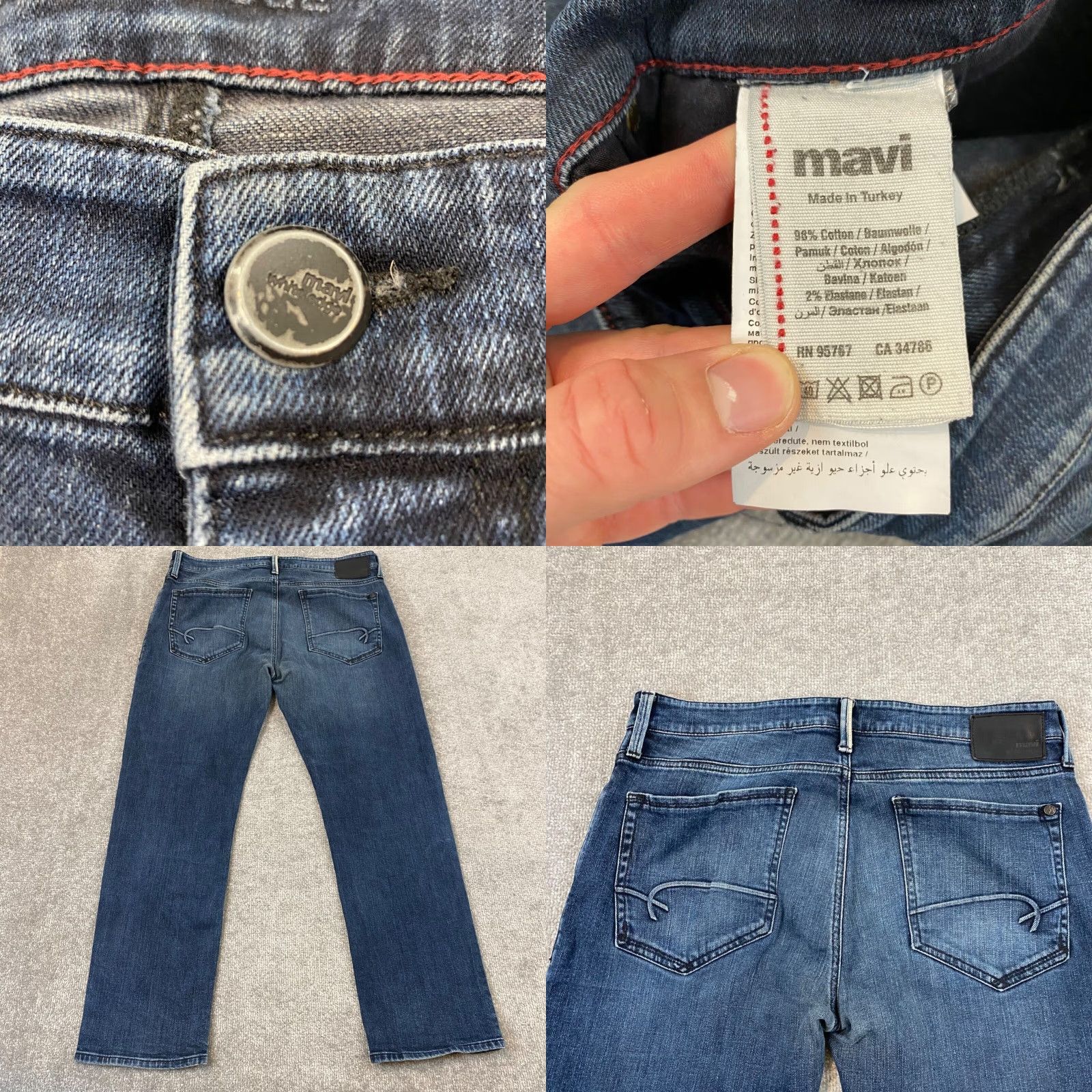 Vintage Mavi Zach Jeans Mens 34x29 Straight Leg Fit Medium Blue Wash Denim Size US 34 / EU 50 - 8 Thumbnail