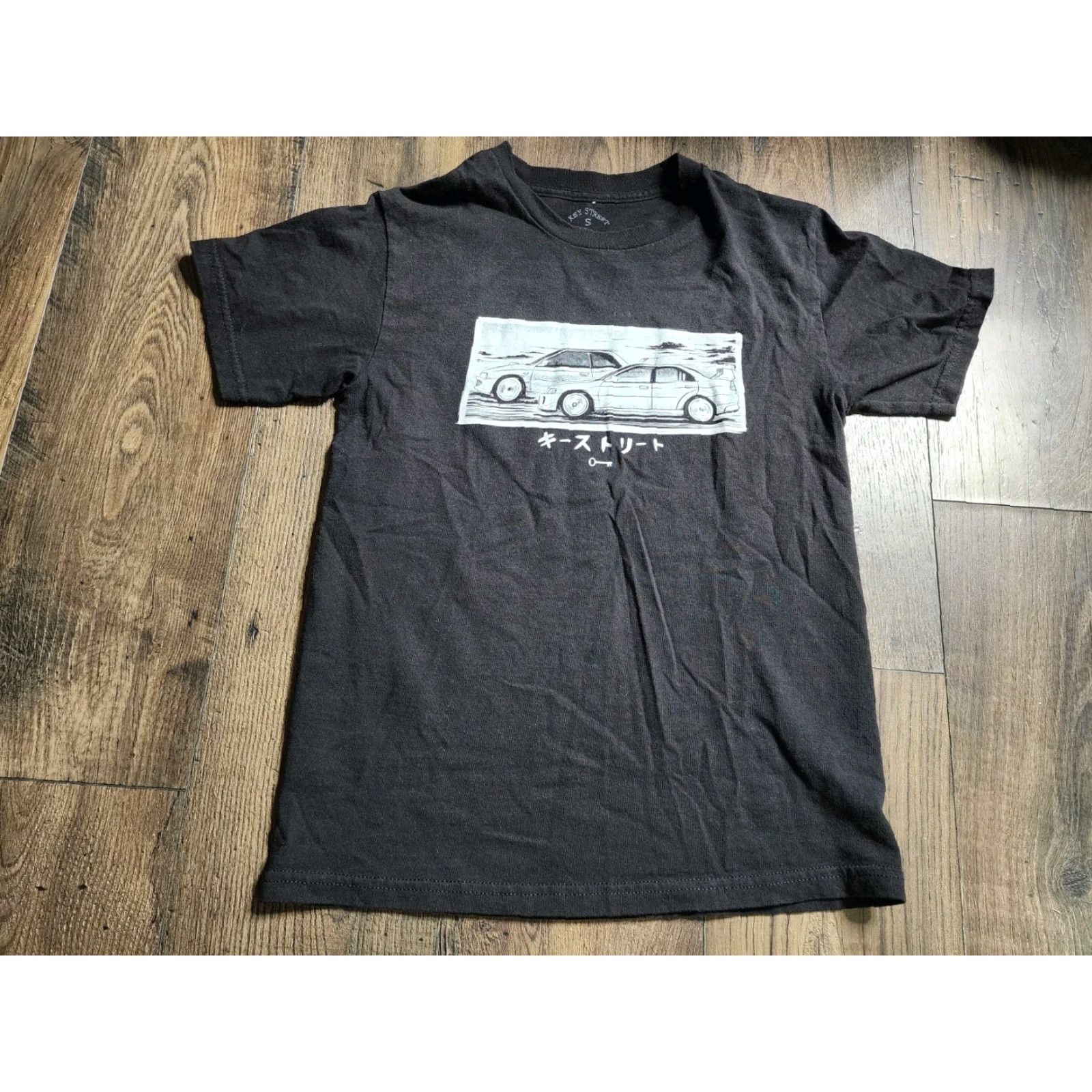 Vintage Key Street Men's S Black Short Sleeve Drift Car Graphic T Shirt Double Sided Size US S / EU 44-46 / 1 - 2 Thumbnail