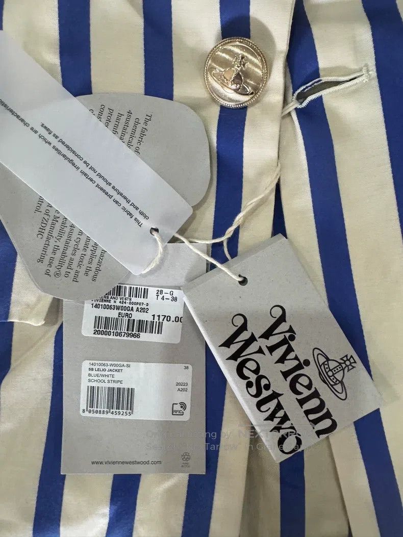 Vivienne Westwood vivienne westwood Navy and White Striped Blazer with Shoul Size XS / US 0-2 / IT 36-38 - 4 Thumbnail