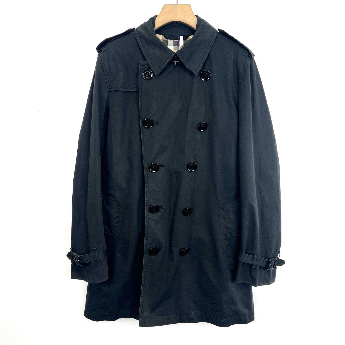 Burberry Burberry Black Lapel Double-Breasted Trench Coat Size US M / EU 48-50 / 2 - 1 Thumbnail