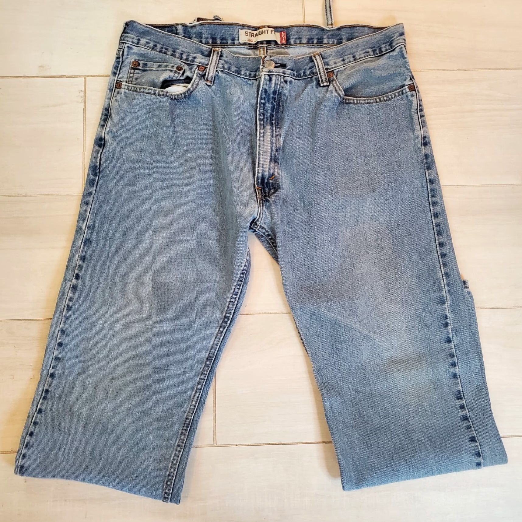 Levi's VINTAGE Levi's 505 Jeans Mens 38x30 Blue Straight Leg Distressed Hole Ripped Denim 5-Pocket Regular Zip Fly Belt Loops Men Jeans Size US 38 / EU 54 - 5 Thumbnail
