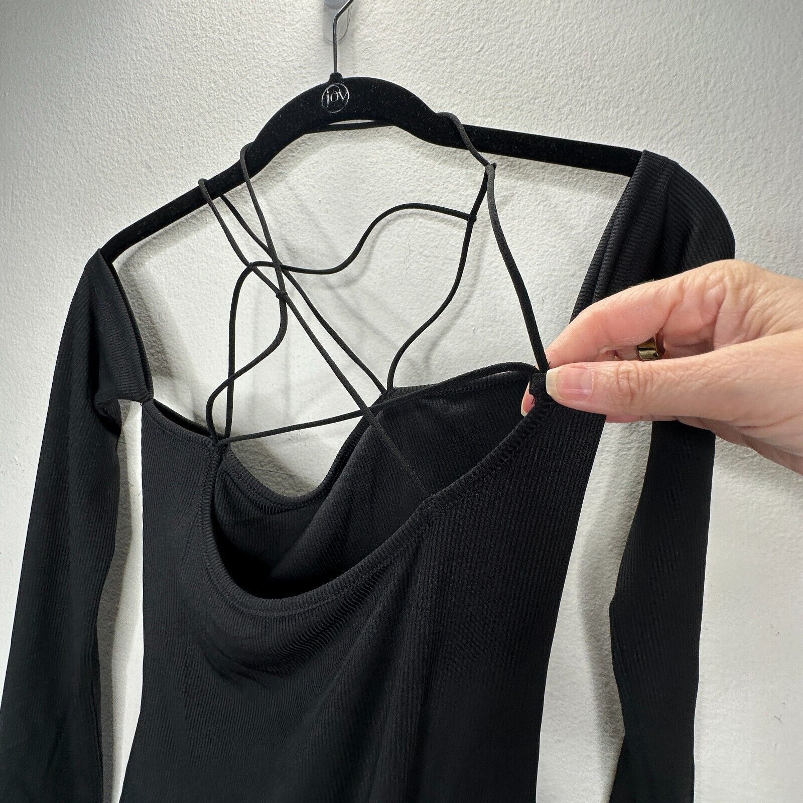 Other Black Bandeau Style Attached Arm Sleeve Cross Back Bodysuit Size M / US 6-8 / IT 42-44 - 7 Thumbnail