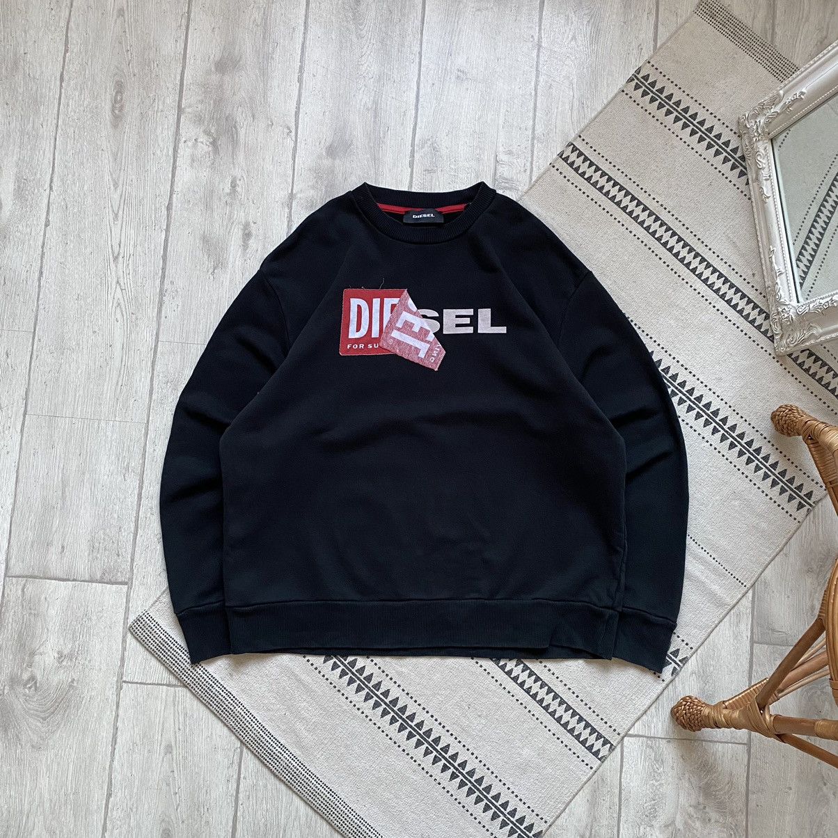 Diesel Vintage 00s Diesel Logo Sweatshirt Y2K oversized Size US XL / EU 56 / 4 - 1 Thumbnail