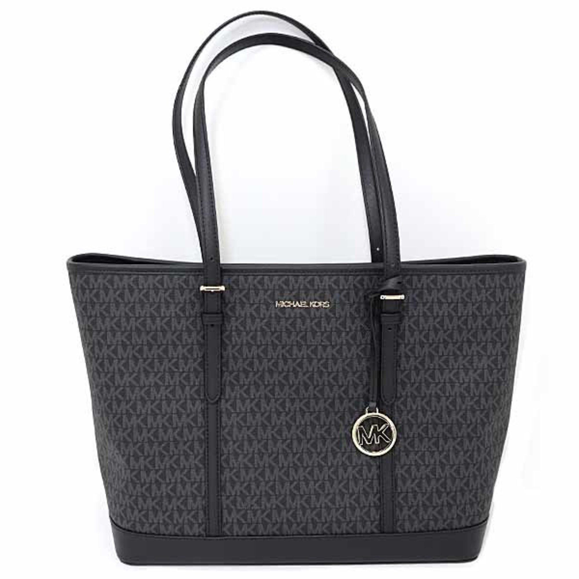Michael Kors MICHAEL KORS JET SET TRAVEL Top Zip Tote Large MK Signature 35T0GTVT3V Black Size ONE SIZE - 1 Thumbnail