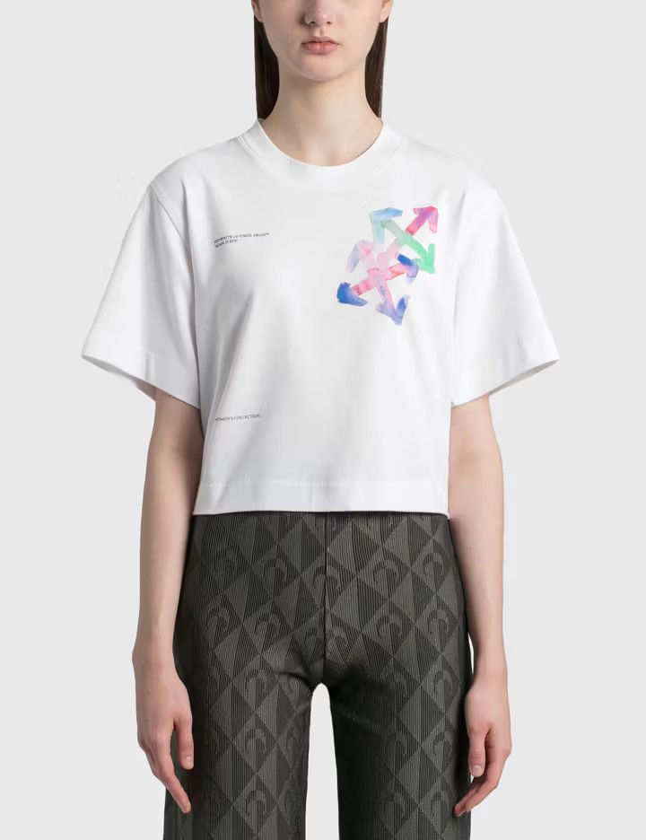 Off-White o1mle0425 Watercolor Arrows Cropped T-Shirt in White Size XXL / US 16-18 / IT 52-54 - 1 Thumbnail