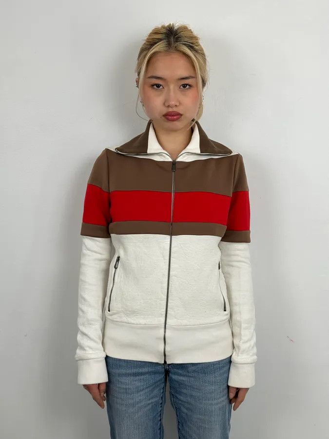 Bottega Veneta Bottega Veneta White Brown & Red Tricolor Track Jacket Size S / US 4 / IT 40 - 1 Thumbnail