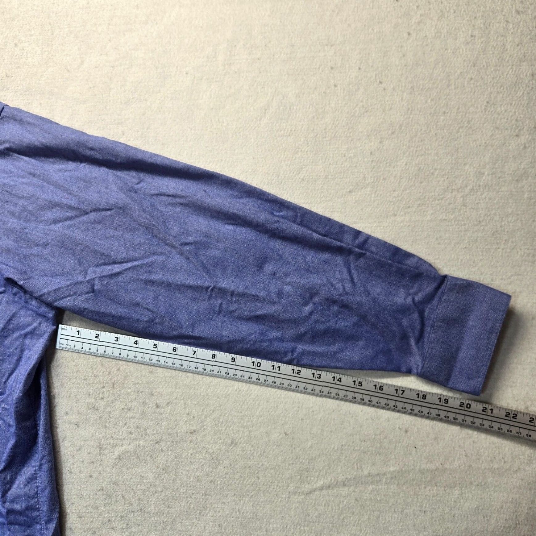 Lands' End Lands End Solid Blue Long Sleeve Button Up Mens Big Tall Shirt Adult Size 18 36 Size US XXL / EU 58 / 5 - 5 Thumbnail