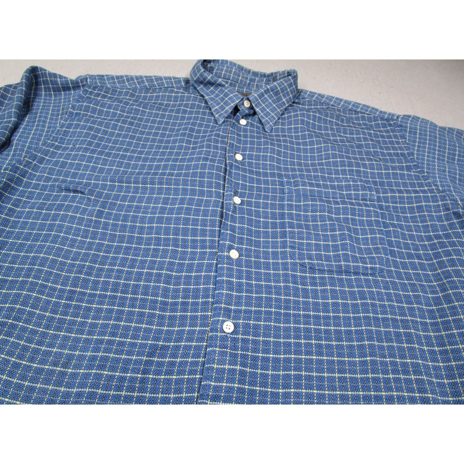 Nordstrom VINTAGE Gitman Bros Shirt Mens XL Blue Button-Up Cotton Long Sleeve Check 1950s-Current Mens Size US XL / EU 56 / 4 - 2 Thumbnail