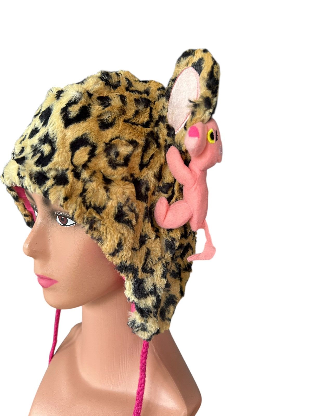 Kapital Pink Panther Leopard Bunny Fur Beanie Hats Size ONE SIZE - 4 Thumbnail