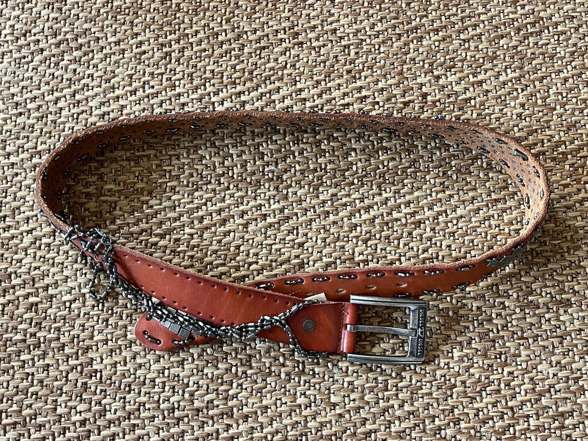 Diesel Diesel Metal Chain Multi-Element Inlaid Leather Belt Size ONE SIZE - 2 Thumbnail