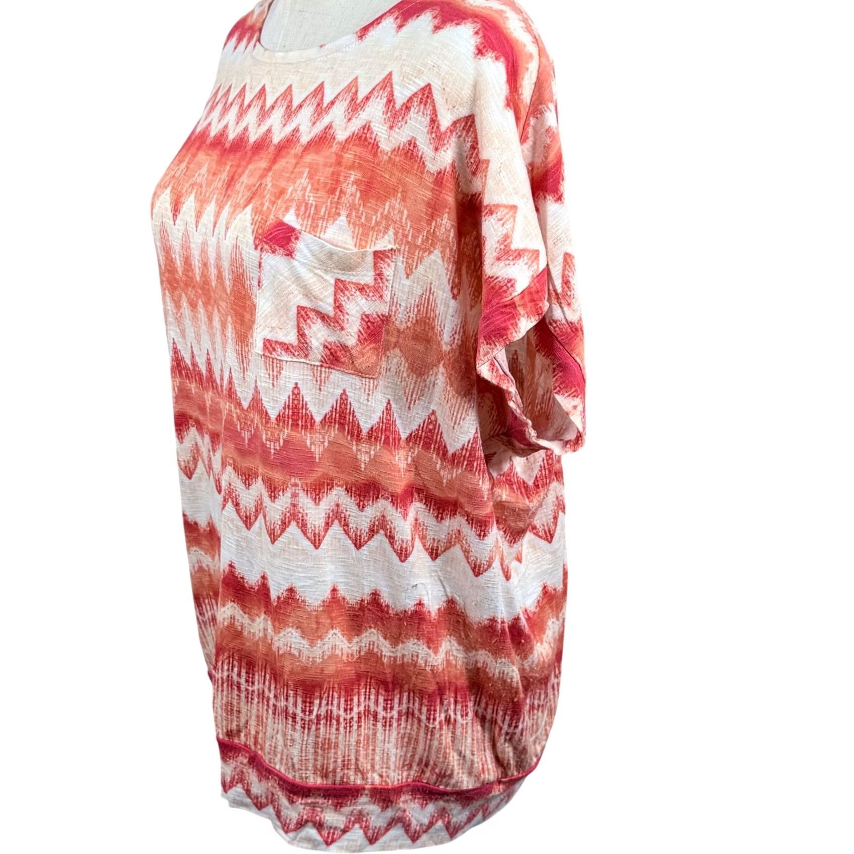 Vintage Chico'S 2 L Womens Chevron Ikat Top - Boho Casual Wear Size L / US 10 / IT 46 - 2 Thumbnail