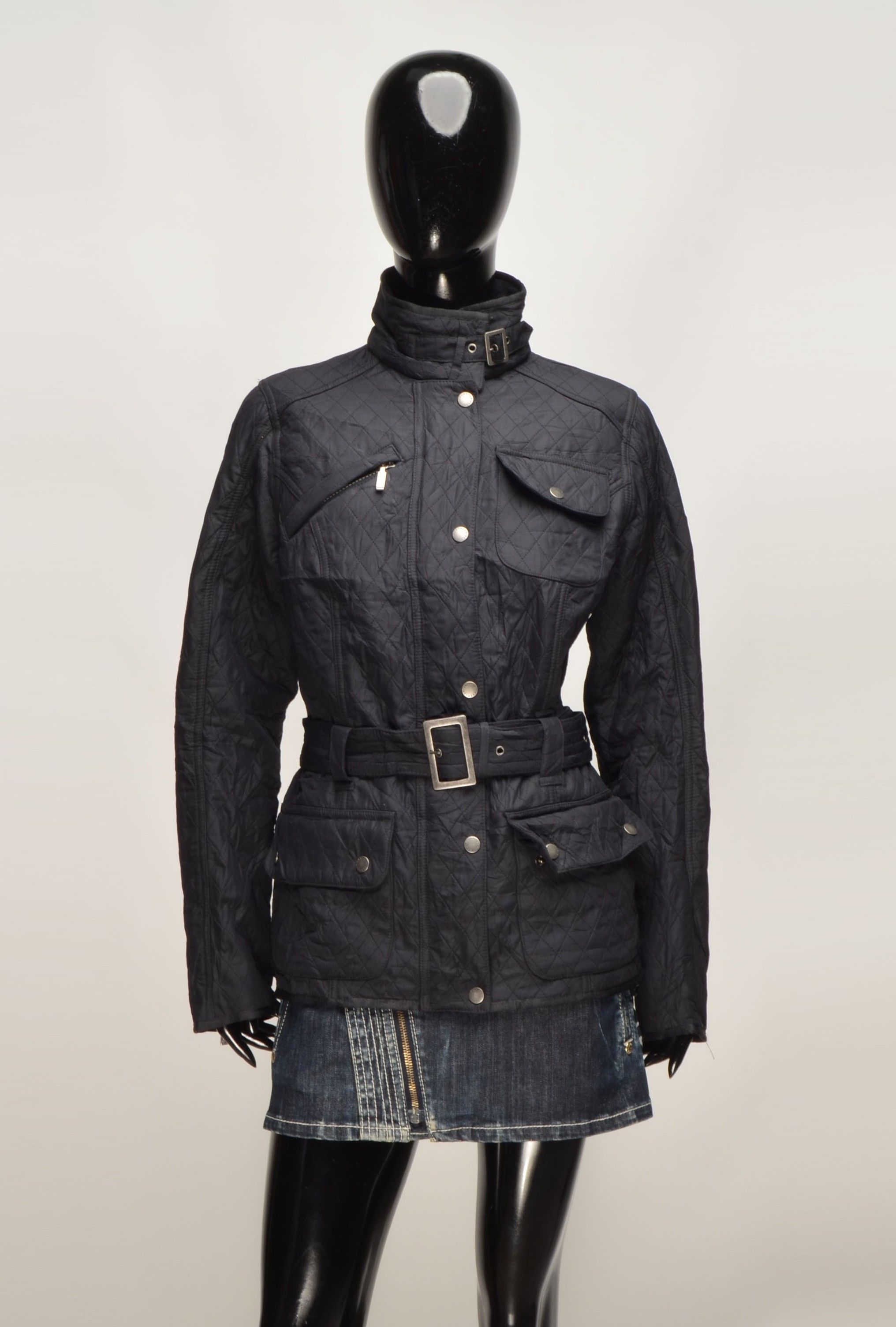 Barbour Barbour Black Belted Lysley Quilted Jacket Size L / US 10 / IT 46 - 1 Thumbnail