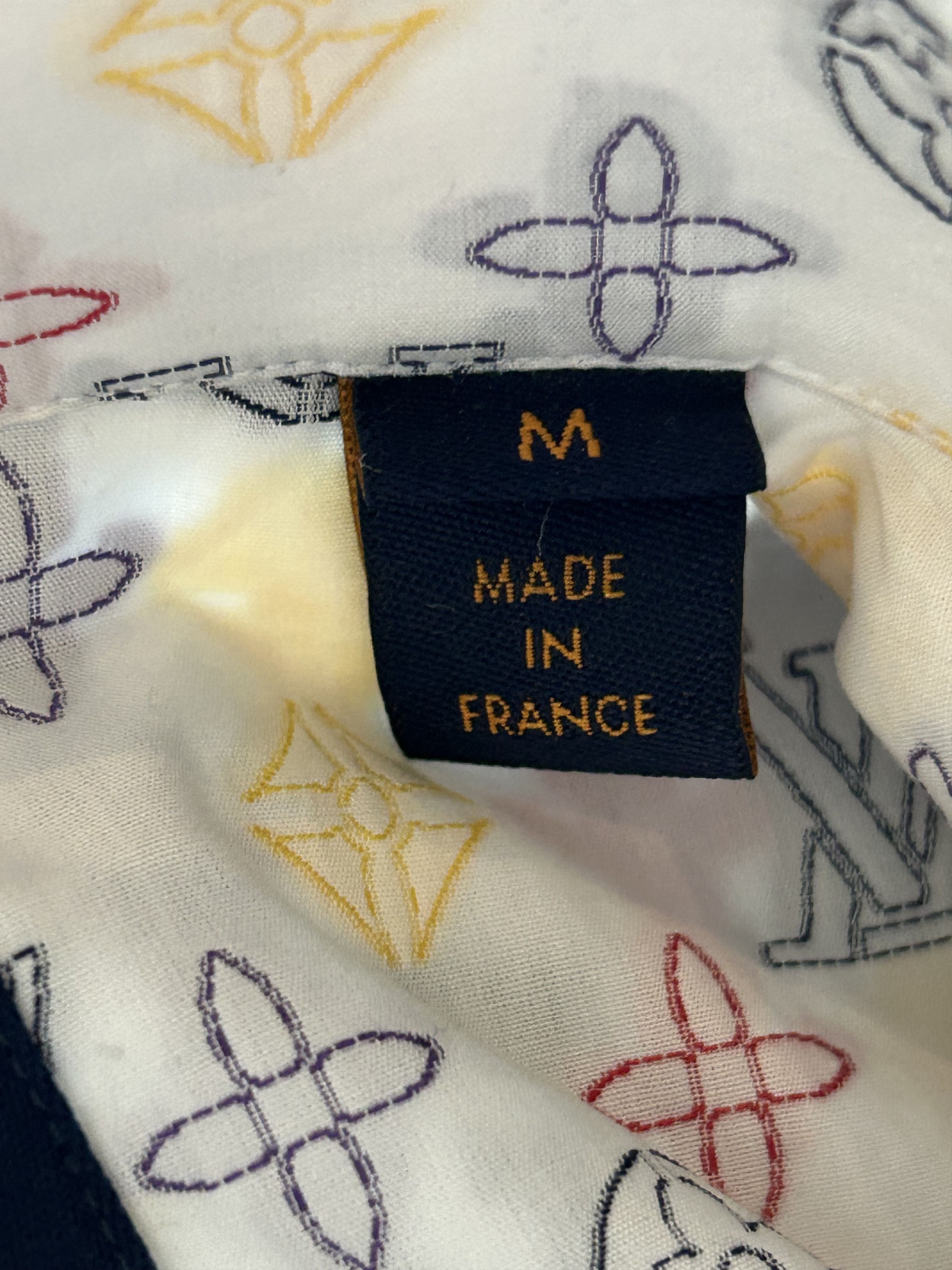 Louis Vuitton White Multicolor Embroidered Monogram Button Up Shirt Size US M / EU 48-50 / 2 - 4 Thumbnail