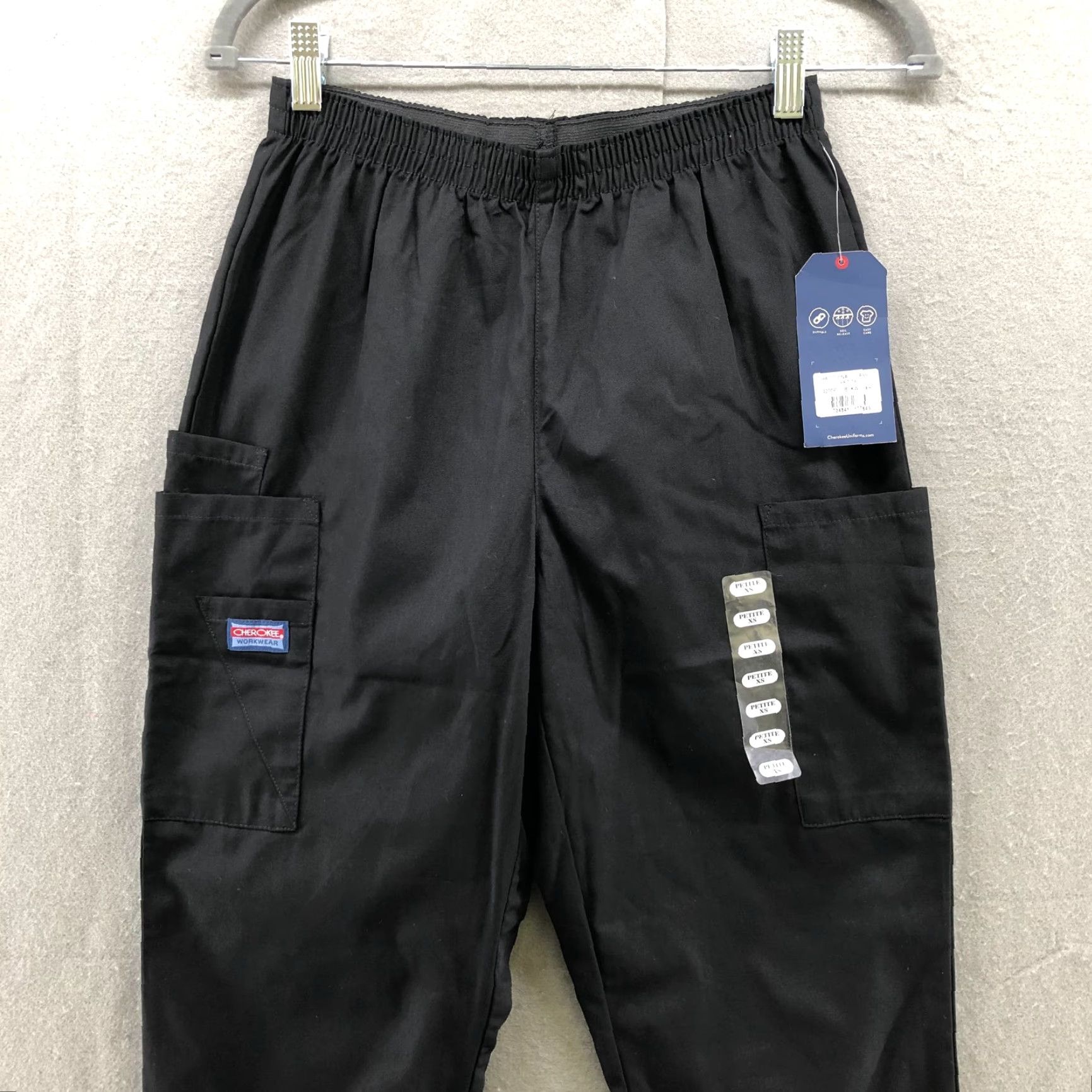 Cherokee Cherokee NWT Utility Scrub Pants Black Womens XS PXP Petite XSP Uniform Workwear Scrubs Pants Pockets Polyester Blend Pull On Size 26" / US 2 / IT 38 - 3 Thumbnail
