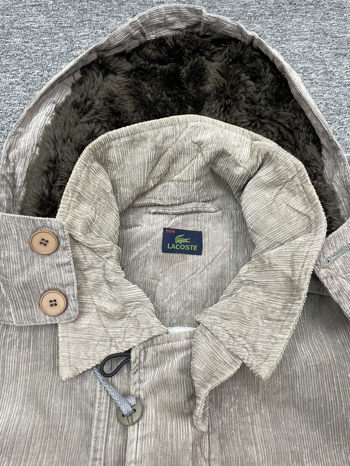 Lacoste Vintage Lacoste Corduroy Jacket Parka Sherpa Hoodie Size US XL / EU 56 / 4 - 8 Thumbnail