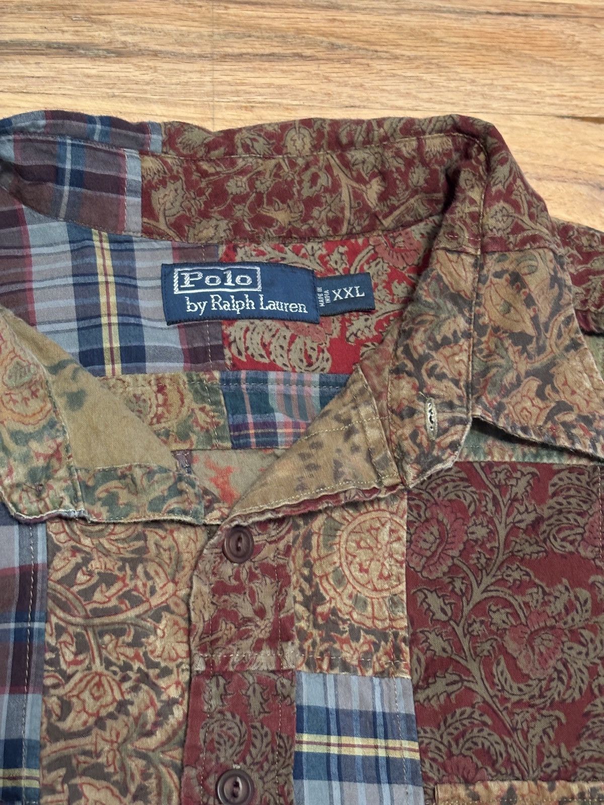 Polo Ralph Lauren Vintage Ralph Lauren Patchwork Blue Paisley Camp Collar Size US XXL / EU 58 / 5 - 2 Thumbnail