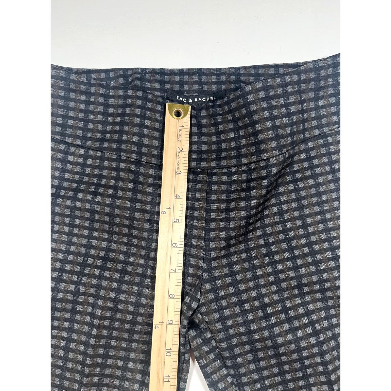 Vintage Zac & Rachel Pants Womens Small Gray Check Plaid Stretch Pull On Ankle Size 28" / US 6 / IT 42 - 6 Thumbnail