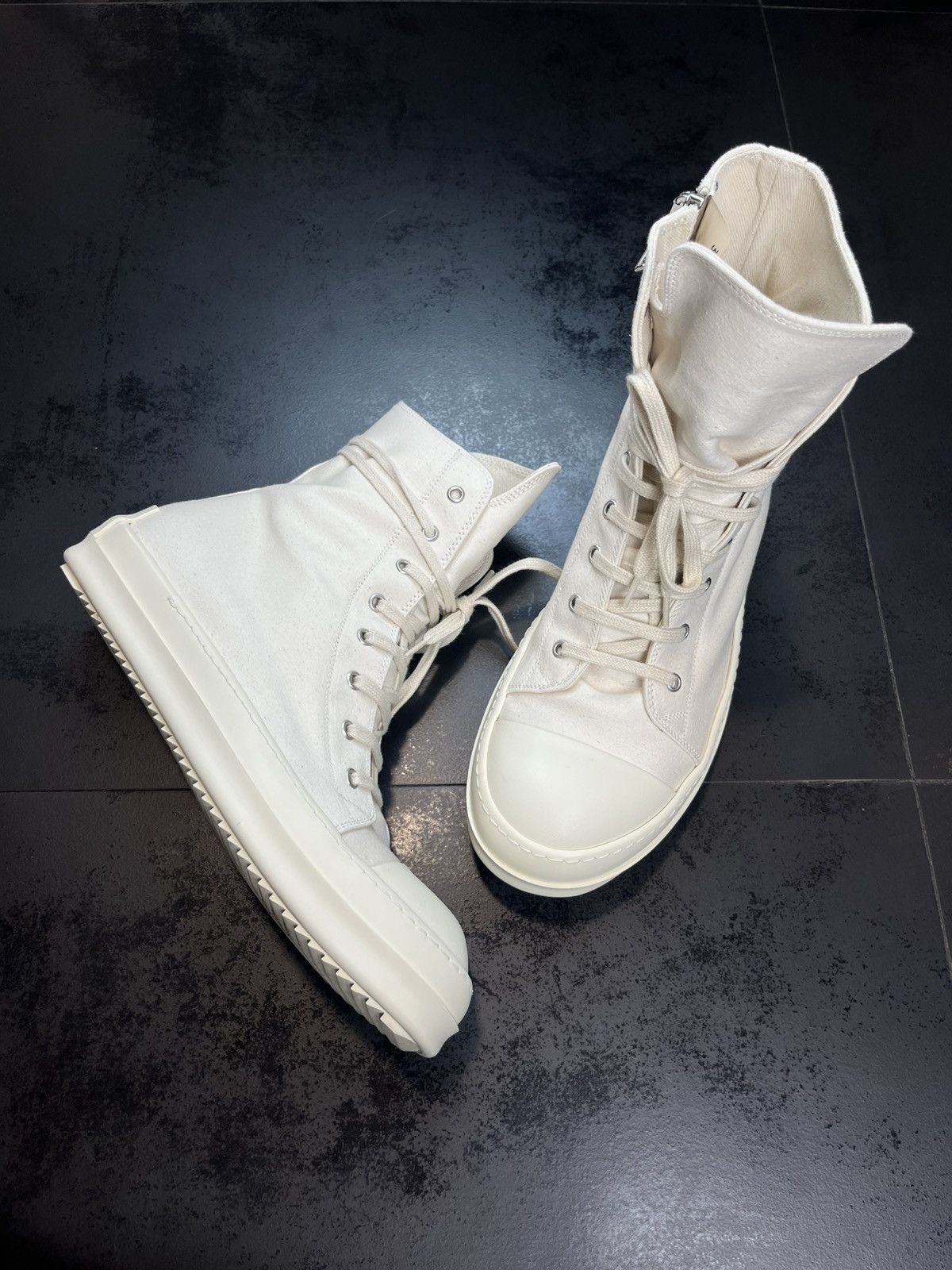 Pre-owned Rick Owens X Rick Owens Drkshdw Ramones Milk Patch Shoes In White