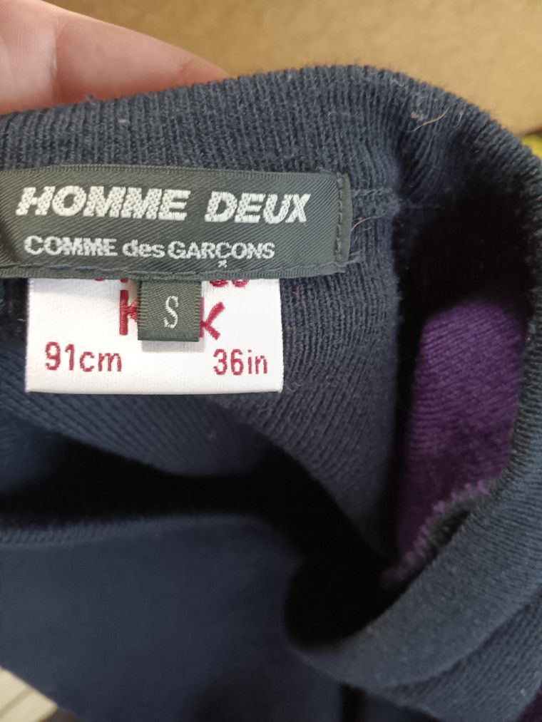 Comme des Garcons Homme Deux Tri Color Raglan Sleeve CdG v-neck sweater Size US S / EU 44-46 / 1 - 4 Thumbnail