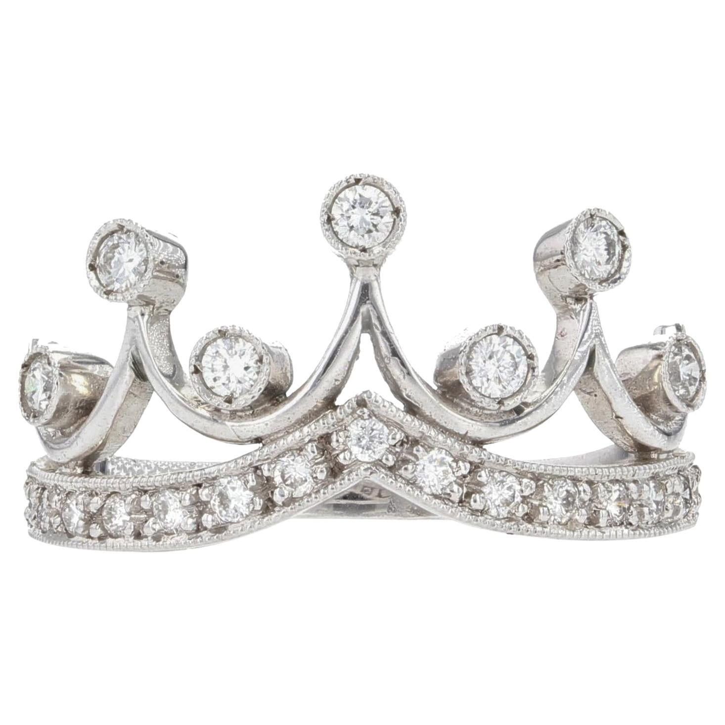 image of Vintage New Diamond 18 Karat White Gold Tiara Ring, Women's