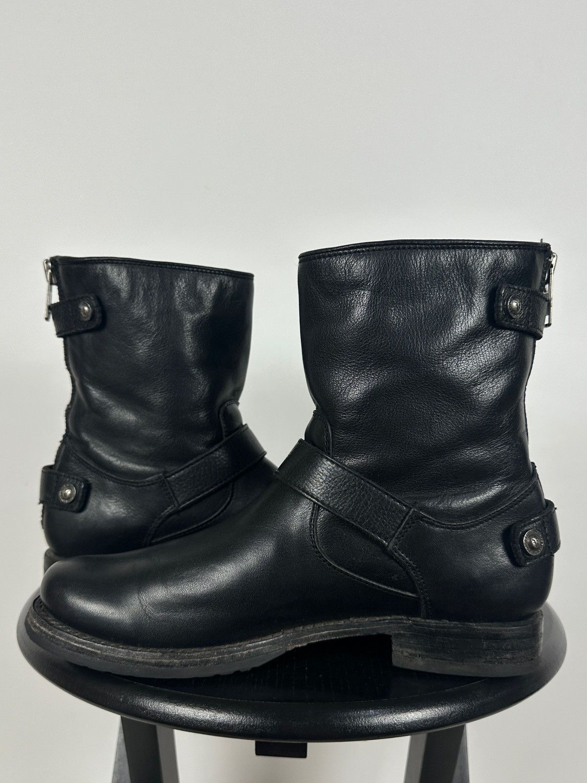 Frye Frye Veronica Black Leather Back Zip Buckle Harness Boots Size US 8.5 / IT 38.5 - 10 Thumbnail