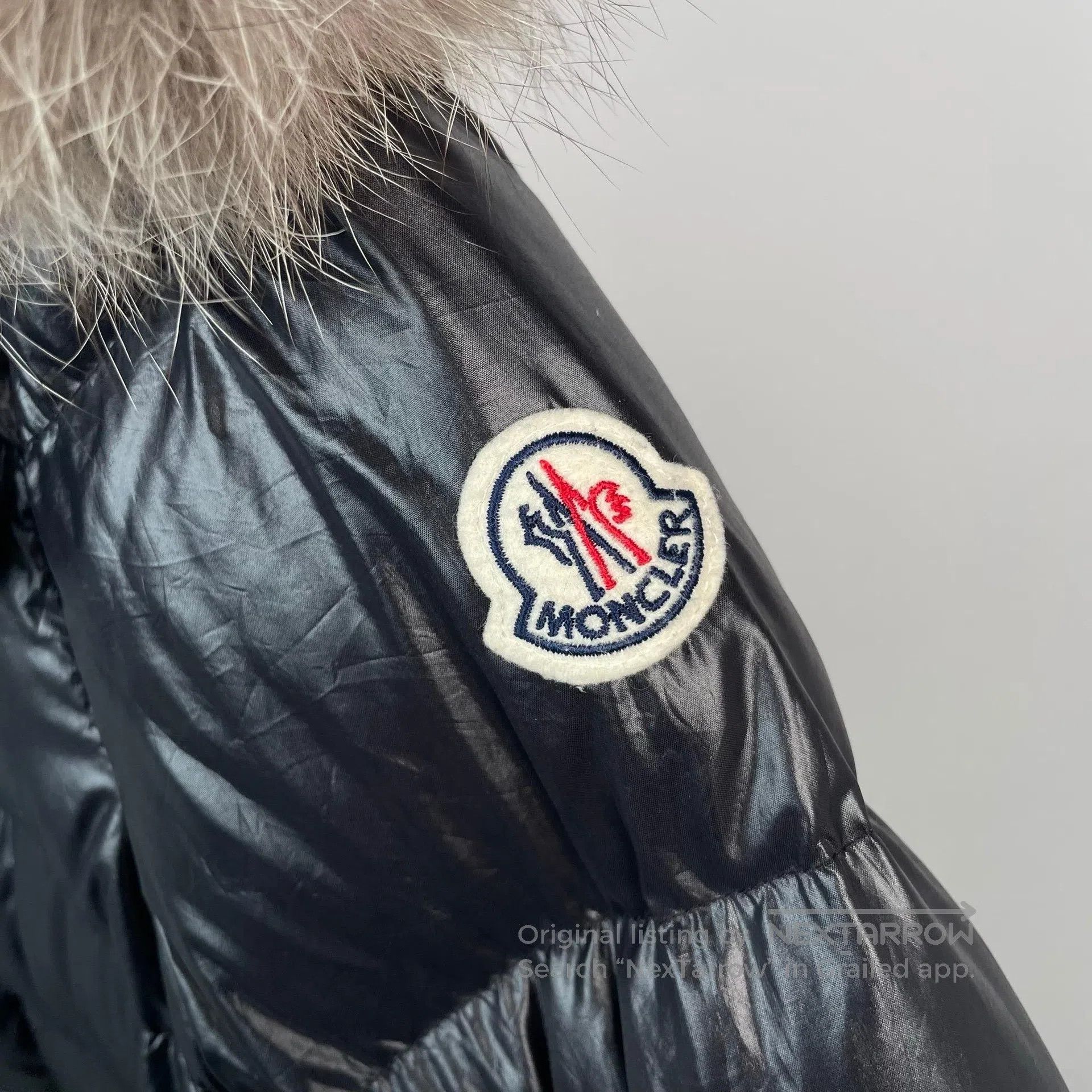 Moncler Moncler Black Glossy Long Down Jacket with Hood and Faux F Size US S / EU 44-46 / 1 - 3 Thumbnail