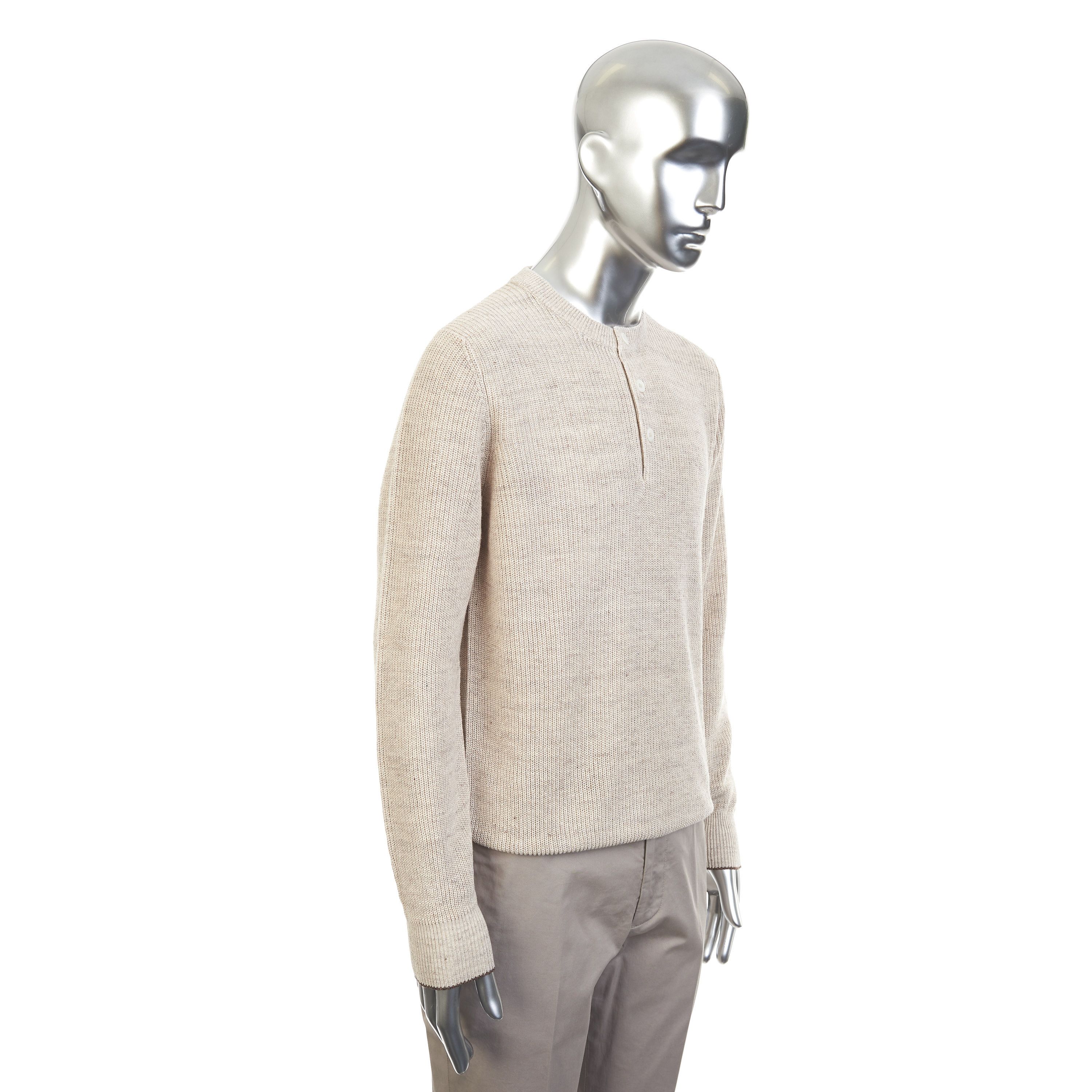 Brunello Cucinelli Half English Rib Knit Sweater With Henley Collar Size US M / EU 48-50 / 2 - 3 Thumbnail