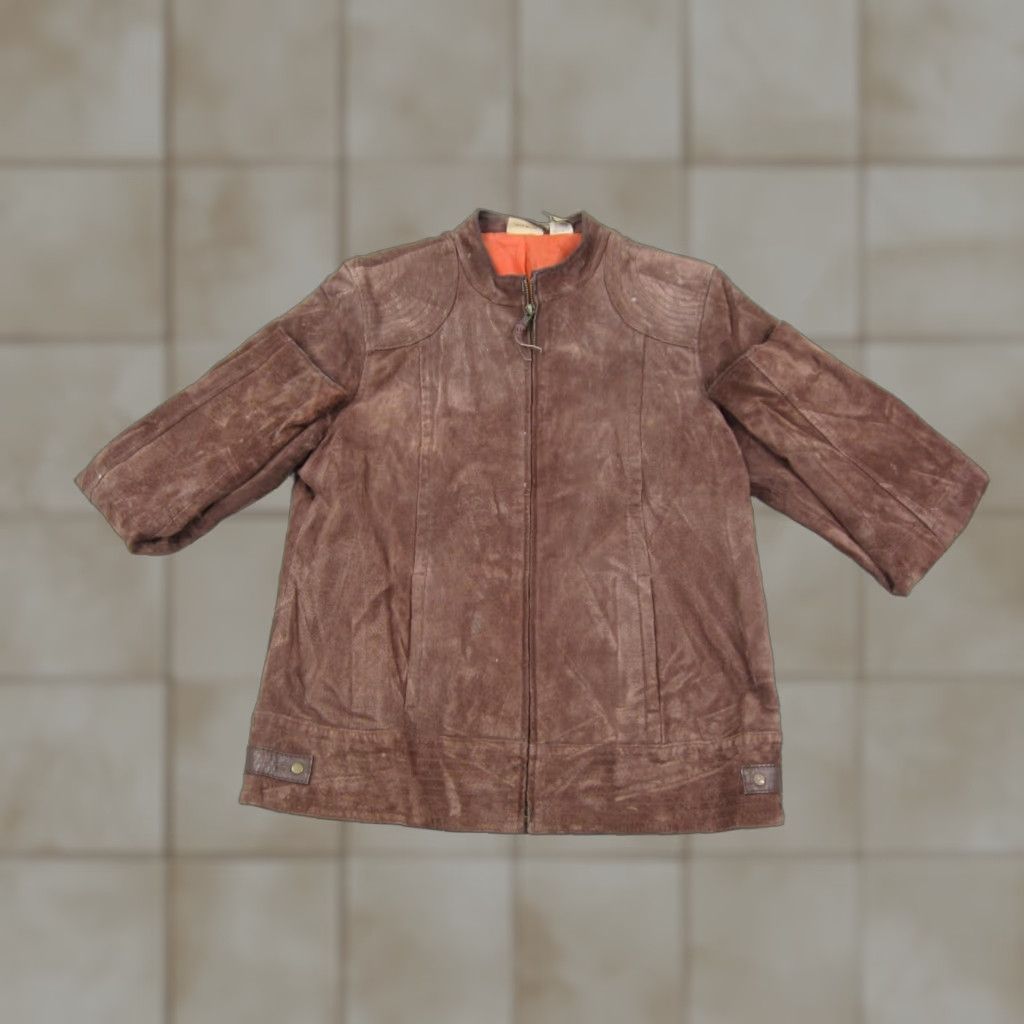 Vintage VINTAGE Ruff Hewn Leather Jacket Womens M Brown Suede Full Zip Size M / US 6-8 / IT 42-44 - 1 Thumbnail