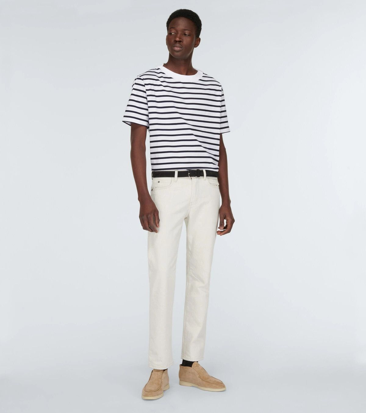 Loro Piana o1srvl11e0924 Rio Short Sleeve T-Shirt in White/Black Size US L / EU 52-54 / 3 - 2 Thumbnail